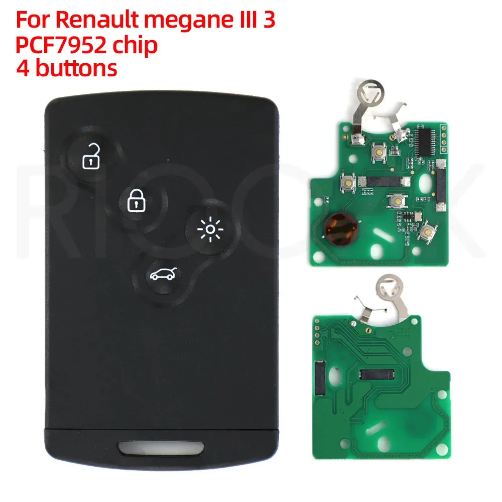 

1/3/5pcs 4 button remote key card keyless smart key 433mhz ID46 PCF7952 chip for renault megane 3 Megane III
