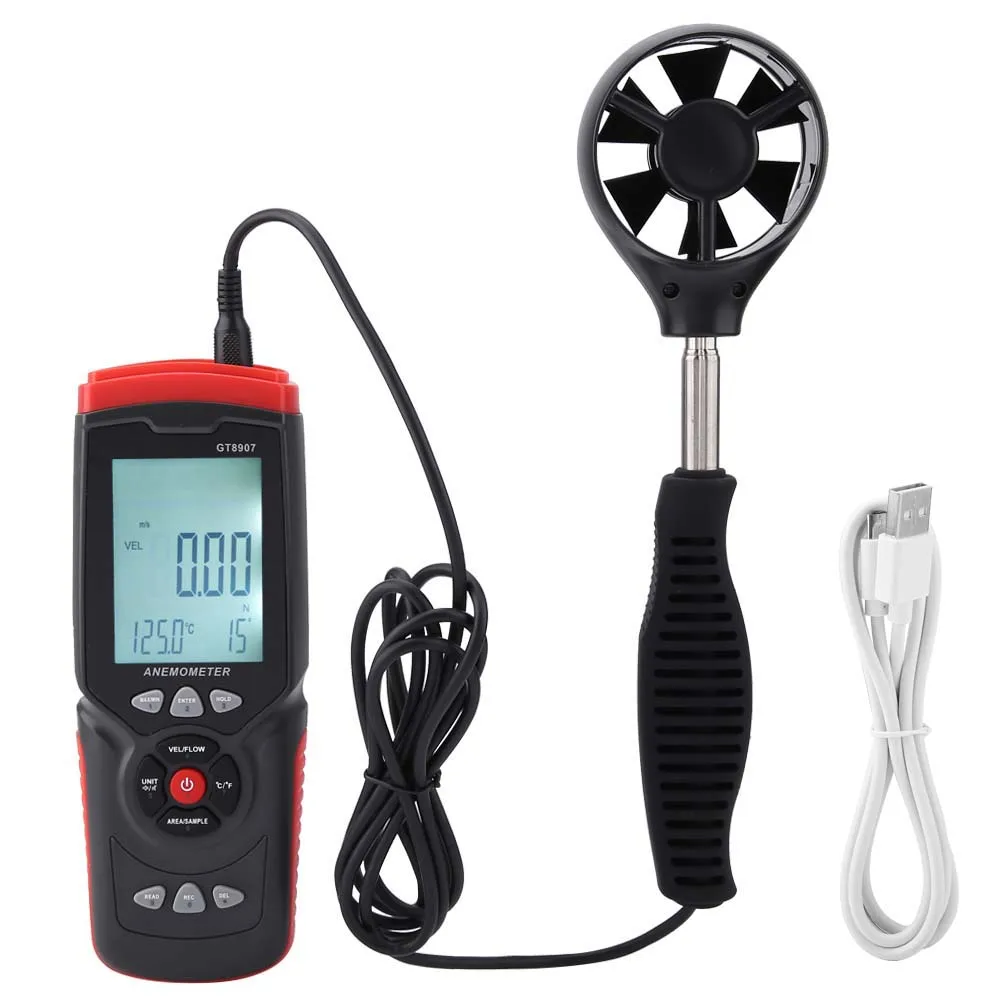 Wind Speed Gauge GT8907  Digital USB Anemometer Multifunction Wind Speed Temperature Air  Tester Wind Thermometer