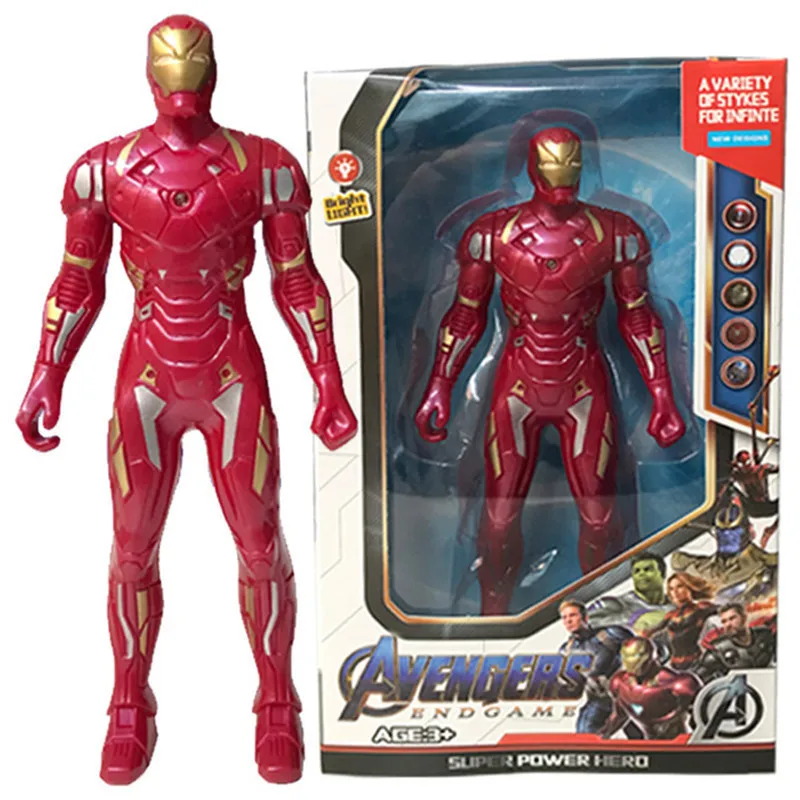 Marvel Avengers Doll Ornament Super Hero Cool Spider Man Iron Man Captain Marvel 17 cm bambola luminosa giocattolo modello regalo fatto a mano
