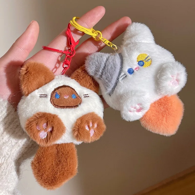 かわいいぬいぐるみ子猫人形ペンダント女の子用バックパック人形ペンダントカップルバッグキーホルダー装飾小さなギフトバッグチャーム人形キーホルダー
