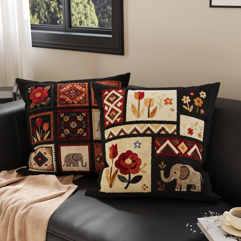 Retro Sofa Pillow Living Room Cushion Home Use Luxury Light Sensation Pillow Case Sofa Pillow with Core New Model