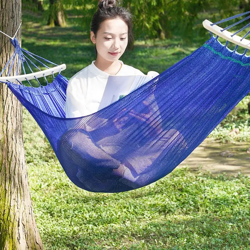 1/2 People Mesh Silk Hammock Breathable Mesh Hammock Ice Silk Swing Bed Hang Sturdy Portable Soft Cooling Outdoor Hammock Bed