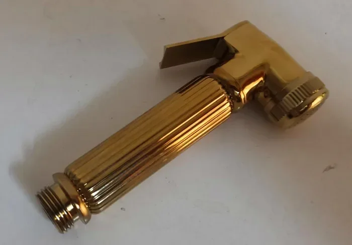 Toilet shiny gold Hand held Diaper copper Bidet Sprayer Shower Shattaf Spray Douche kit Jet & Golden angle valve BD211-B