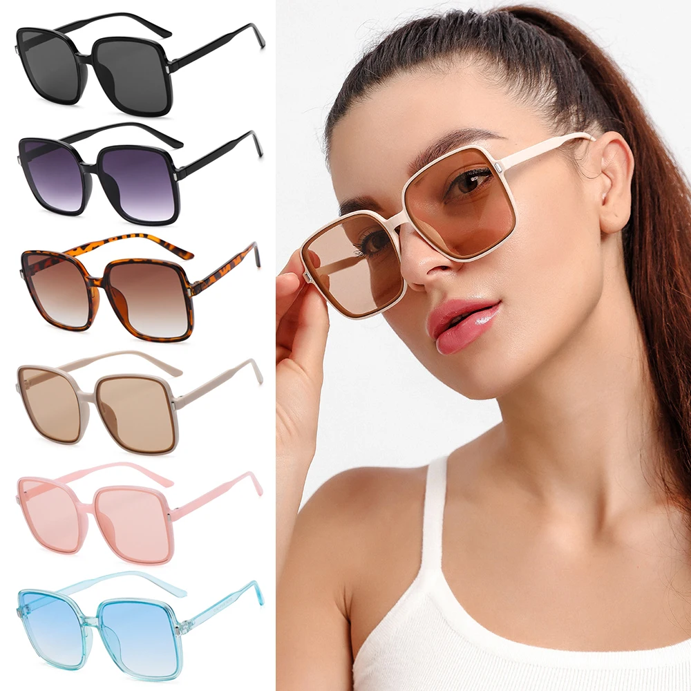 Fashion UV400 Driver Goggles Big Frame Eyewear for Lady Oversized Sunglasses Women Square Sun Glasses