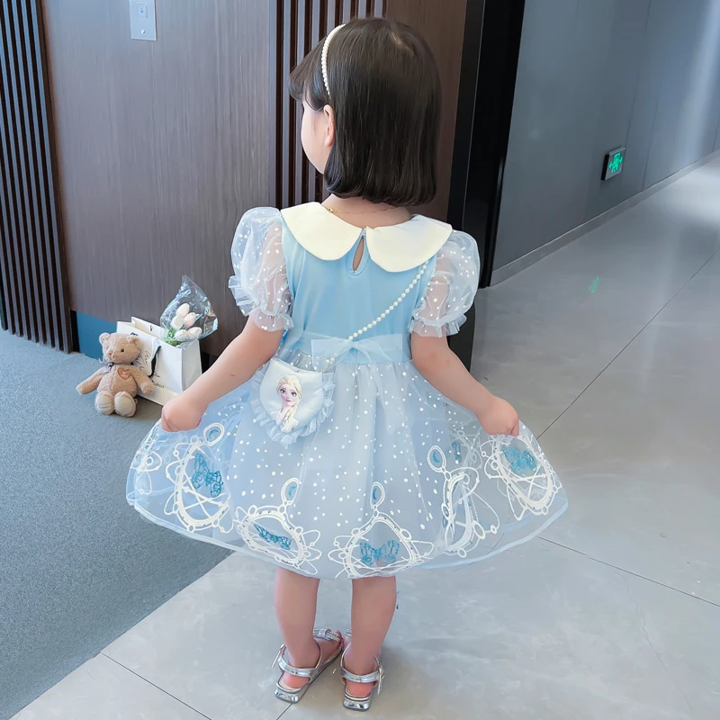 2022 Summer Girls New Dress Lace Breathable Butterfly Princess Dress Children's Cheap Skirts Puff Sleeves Baby's Dress Cool