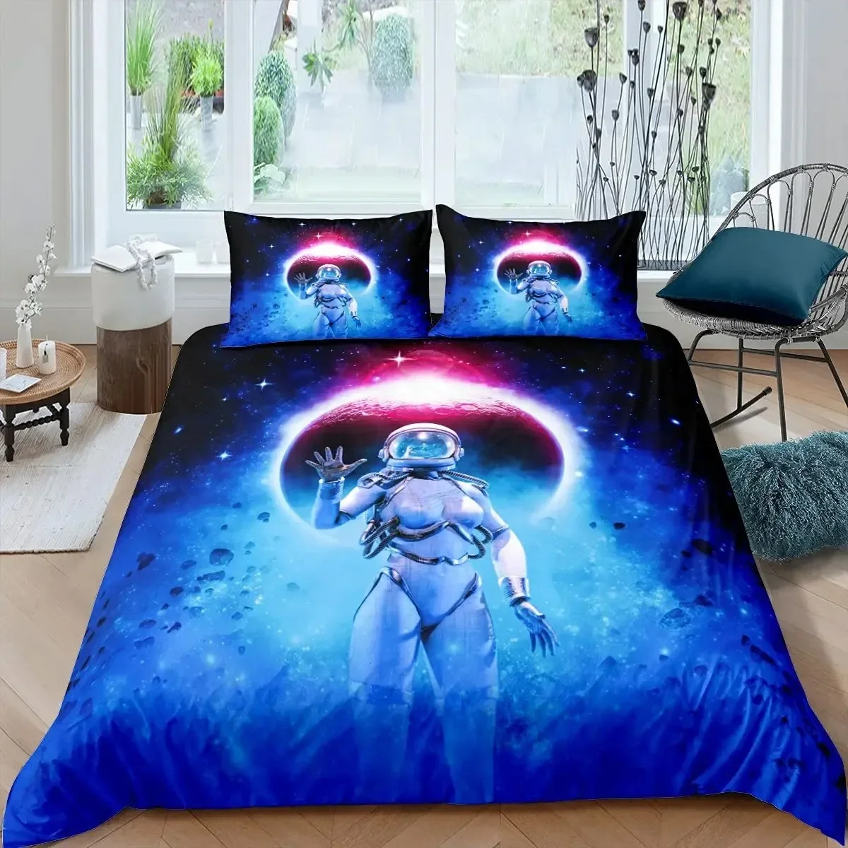 Robot Duvet Cover Set Boys Girls Watercolor Robot Quilt Cover Modern Cartoon Super Robot Pattern Bedding Set Comforter Cover Set