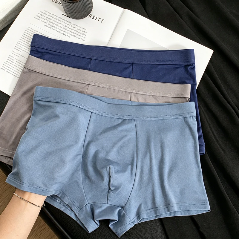 

3PCS men's underwear solid color simple style comfortable breathable everyday casual men's boxers underwear