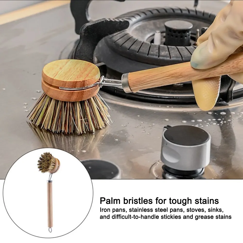 Kitchen Cleaning Brush Dish Brush Pot Brush Dish Scrub Brushes Kitchen Kitchen Tools Long Handle Sisal Washing