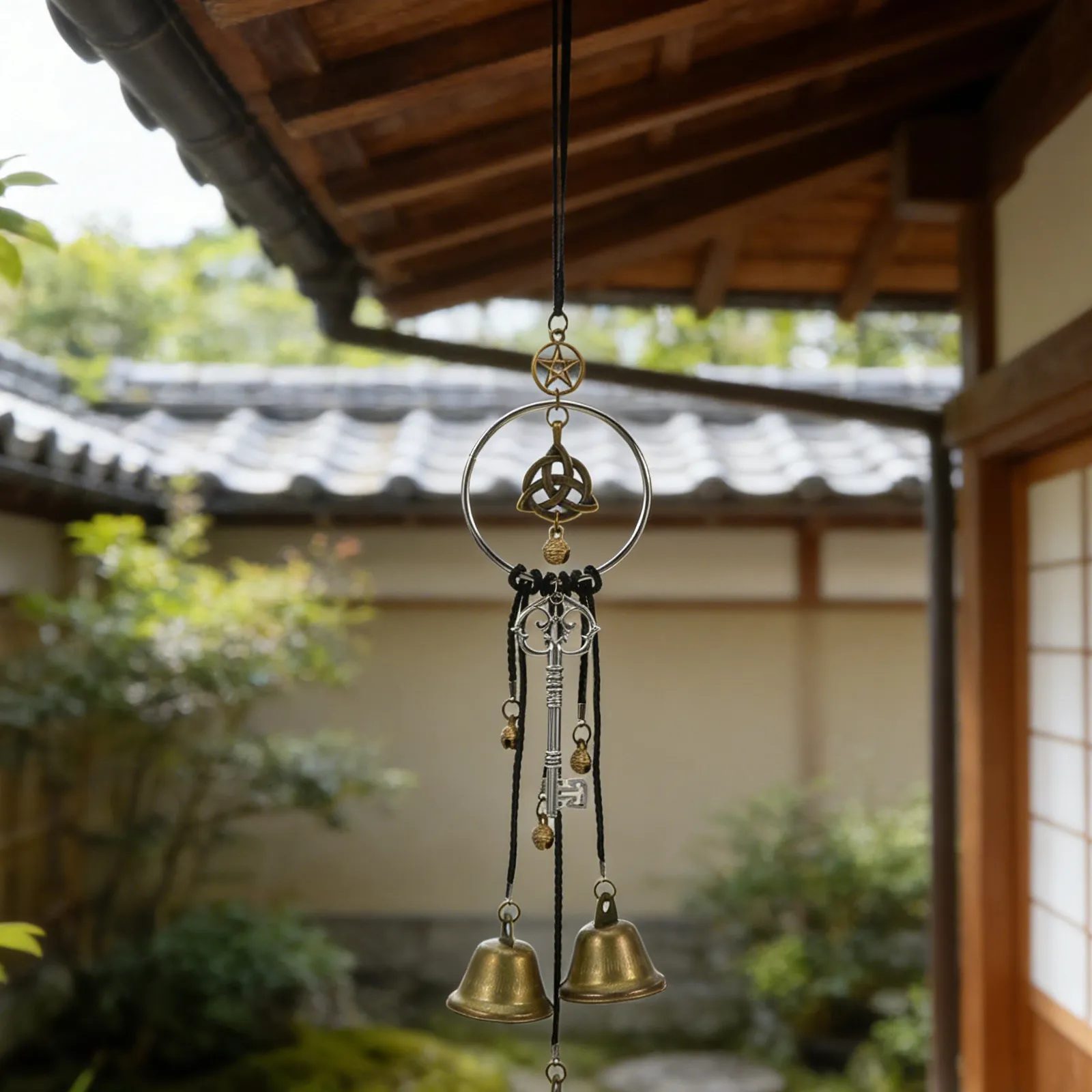 Witch Bells for Door Protection Handmade Miniature Wind Chime Amulet Small Bells Hanging Ornament Door Knob Pendant Halloween