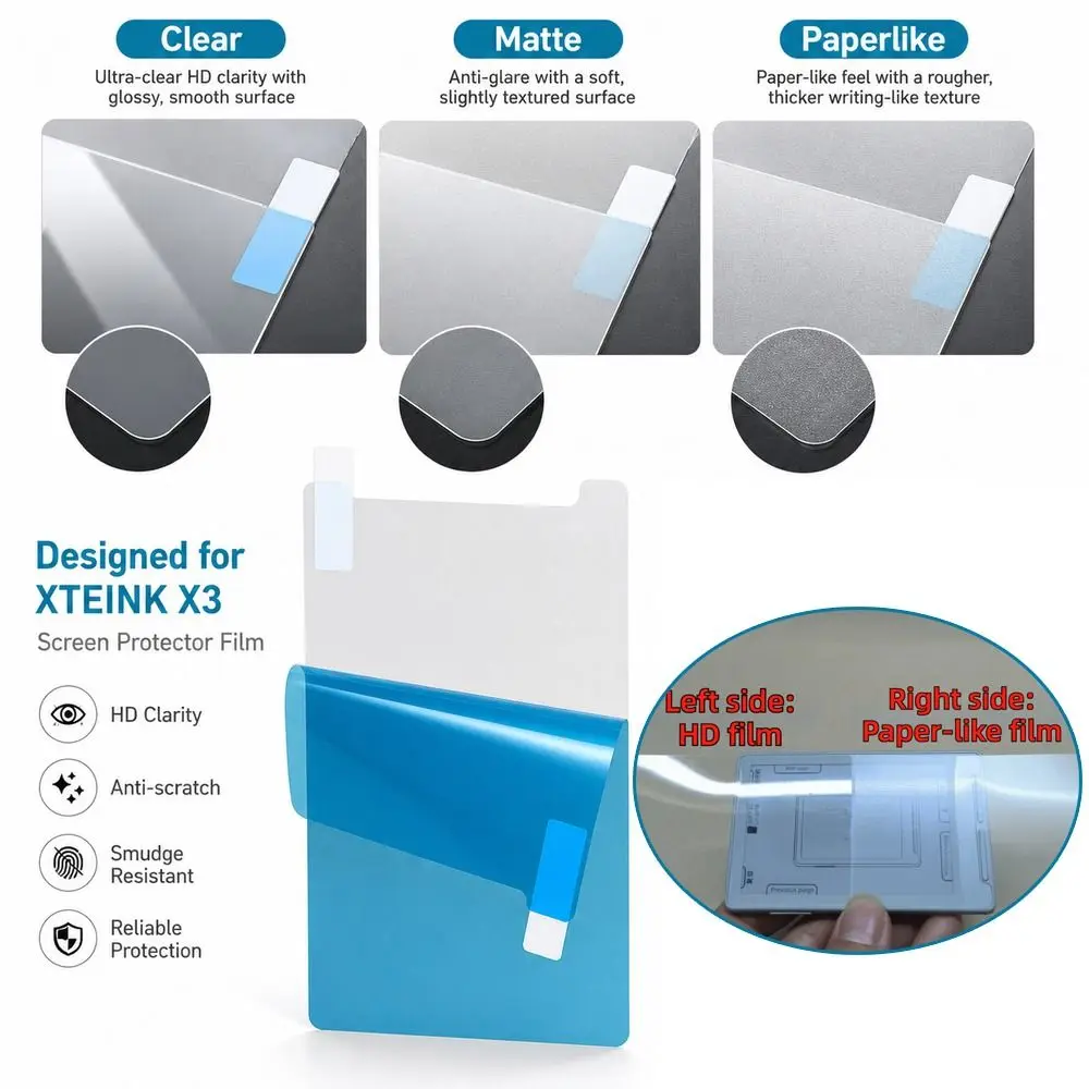 3pcs HD/Paperlike/Matte Screen Protector Film Scratch Resistant Anti Glare Display Protective Film for XTEINK X3