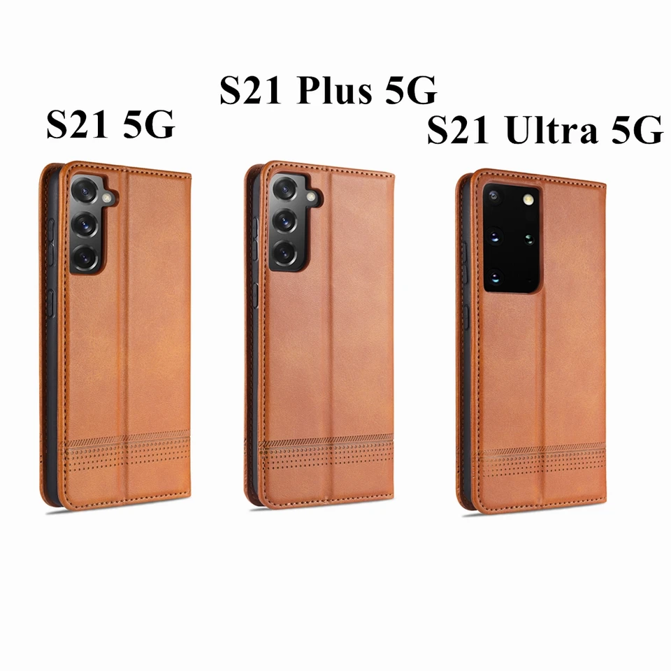 Funda de cuero de lujo con absorción magnética para Samsung Galaxy S21 Plus S22 S23+ Ultra 5G, funda tipo billetera con tapa protectora 3