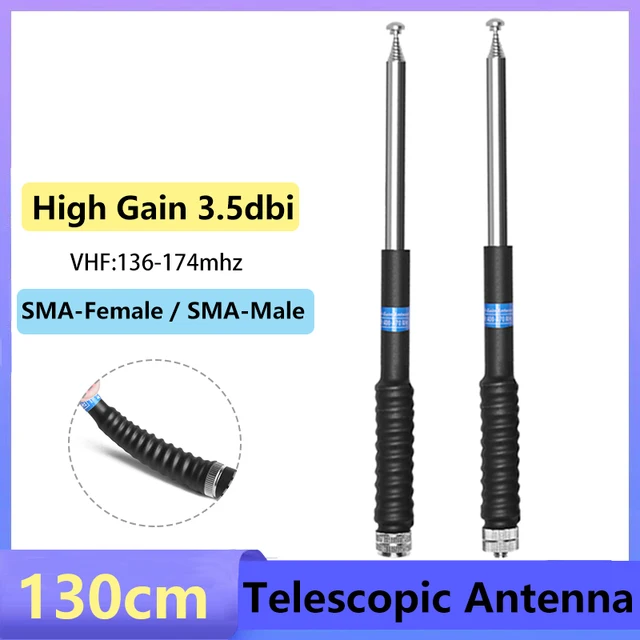 Antena teleskopowa wysuwana 130cm o wysokiej mocy VHF SMA-żeńska/męska antena dla UV-5RH Baofeng DM-1701 Quansheng UVK5 Walkie Talkie