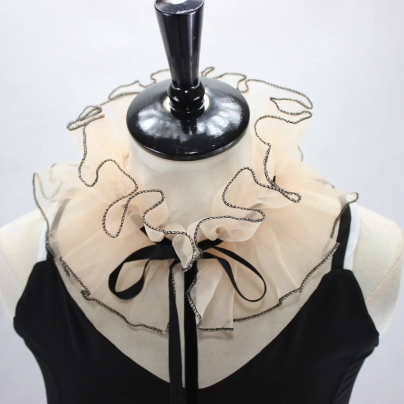 Victorian Vintage Organza Agaric Stand Fake Collar Cosplay Neck Ruff