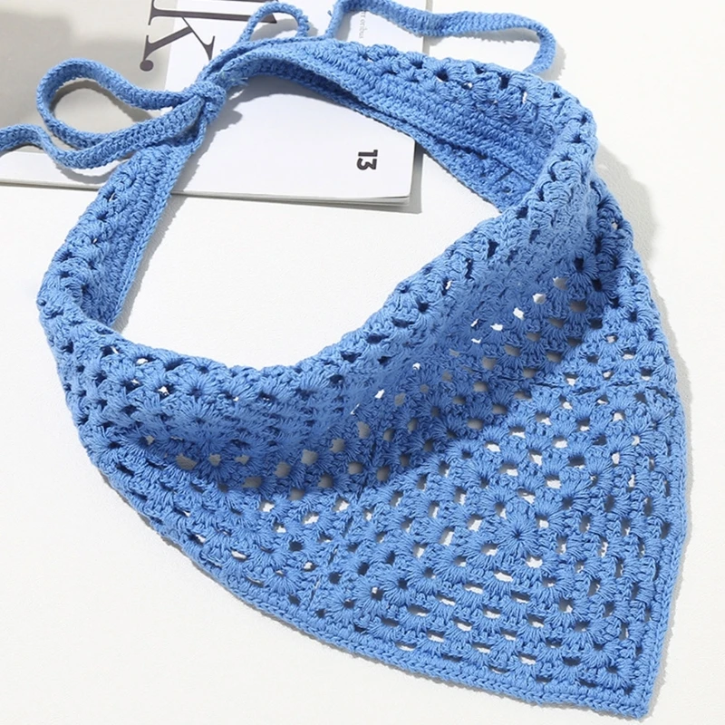 Girls Crocheted Bandana Head Wrap Exquisite Hairband Lady Turban Photo Props