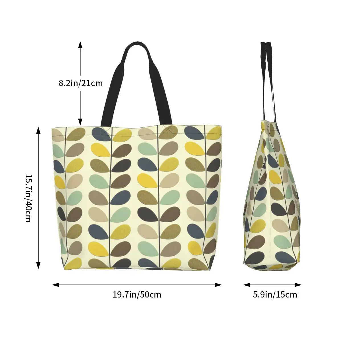 Cute Orla Kiely Multi Stem Shopping Tote Bag Reusable Mid Century Scandinavian Flower Groceries Canvas Shopper Shoulder Bag