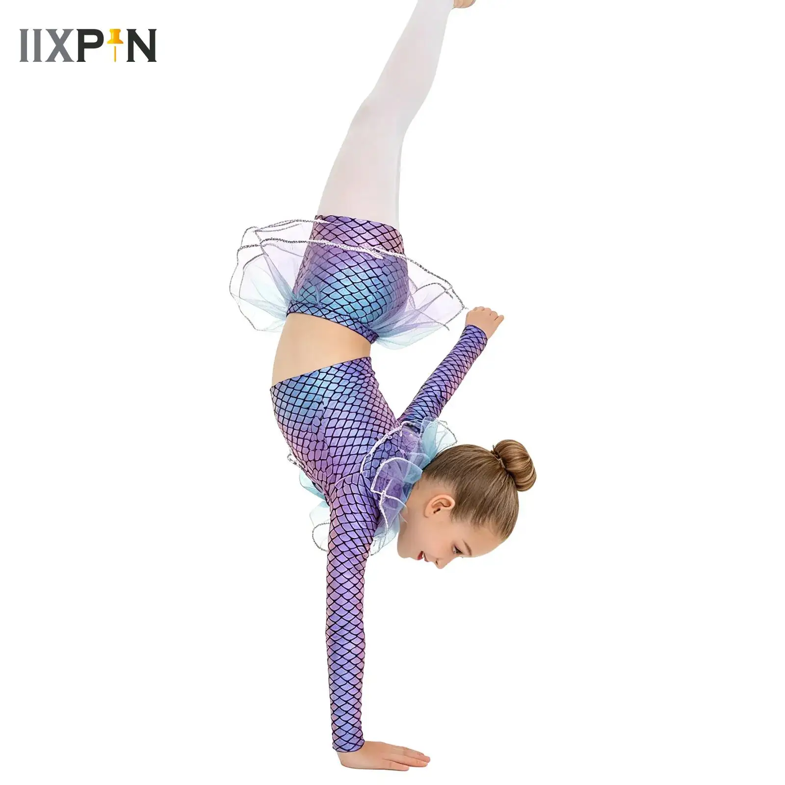 fantasia-infantil-feminina-para-apresentacoes-de-bale-patinacao-danca-jazz-halloween-carnaval-sereia-e-caverna-pre-historica-com-top-cropped-e-shorts