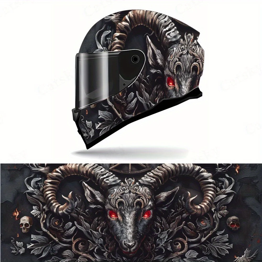 

Mysterious Rune Ram Helmet Vinyl Wraps, Waterproof Scratch-Resistant Full Face Helmet Decals, Durable PVC Artistic Design, Insta