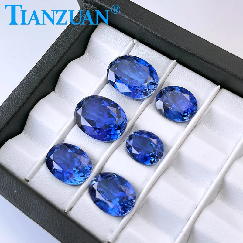 Lab Grown Sapphire Cornflower Blue Sapphire Oval Shape Natural cut Synthetic Stone with inculsion loose stone for jewelry making