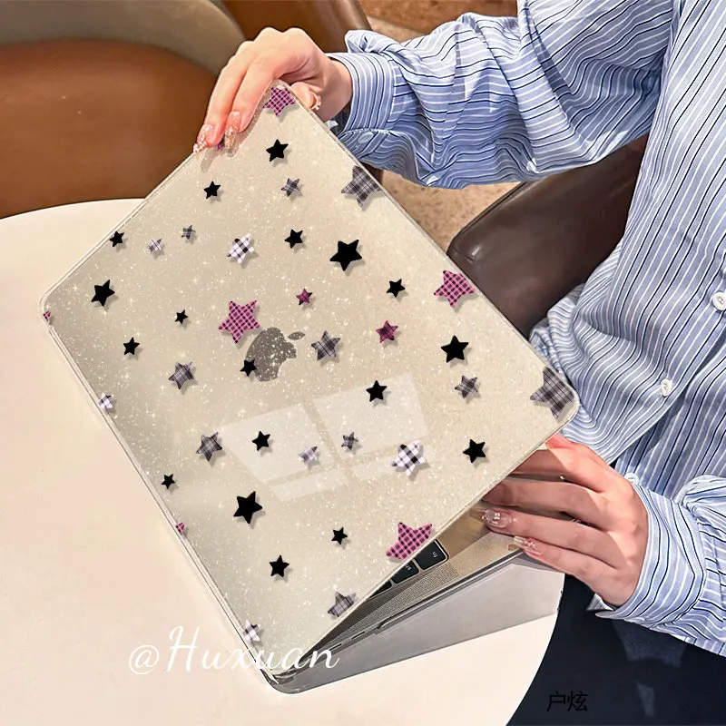 Plaid Star Heat Dissipation Shining Laptop Case For Macbook Air 13.6 M4 NEO 15 M3 Cover For Mac Book Pro 13 M1 M2 14 M4 M5 16