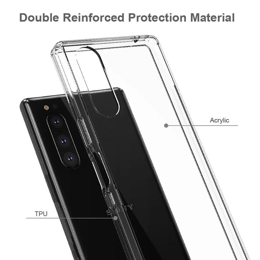 Soft Silicon TPU/PC Case For Sony Xperia 5 Fundas Coque Hybrid Shockproof Crystal Clear Shell Hard Back Cover For Sony Xperia 2