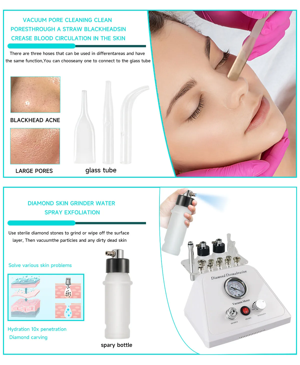 MEISIKANG 3 IN 1 Facial Dermabrasion Beauty Machine Diamond Peeling Cleaning Vacuum Acne Blackhead Remover Skin Care Devices