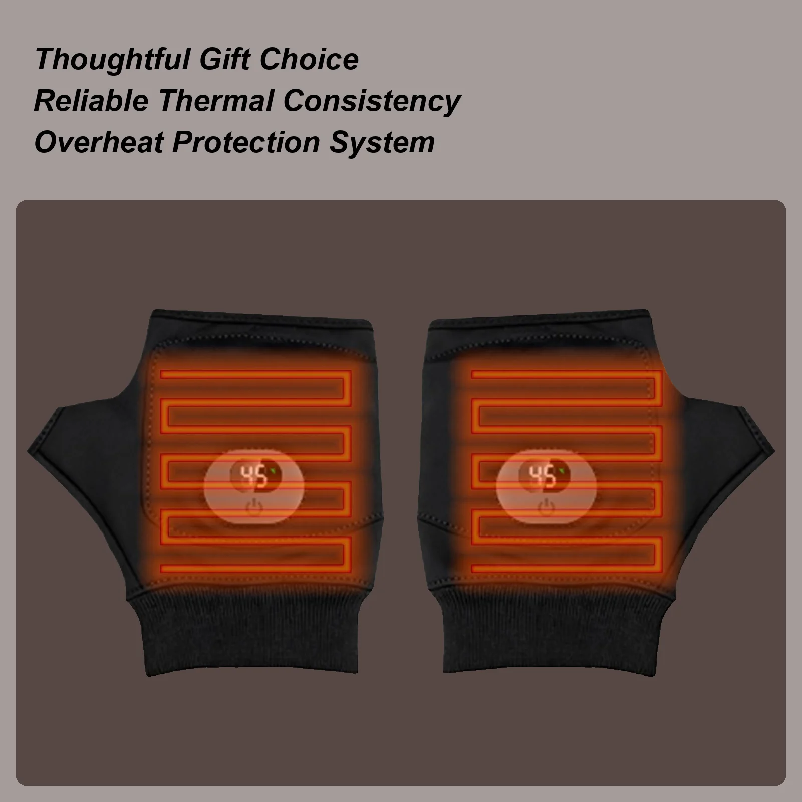 

Heated Gloves 3 Levels Digital Display Fingerless Hand Warmer Gloves Electric Warming Ski Mitten For Winter Camping Cycling