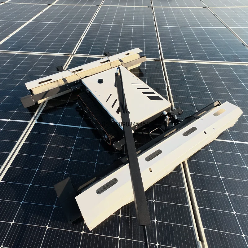 Remote Control Solar Cleaning Robot High-capacity Battery Powered, No Cables.Smart Crawler Tracks for PV Farms