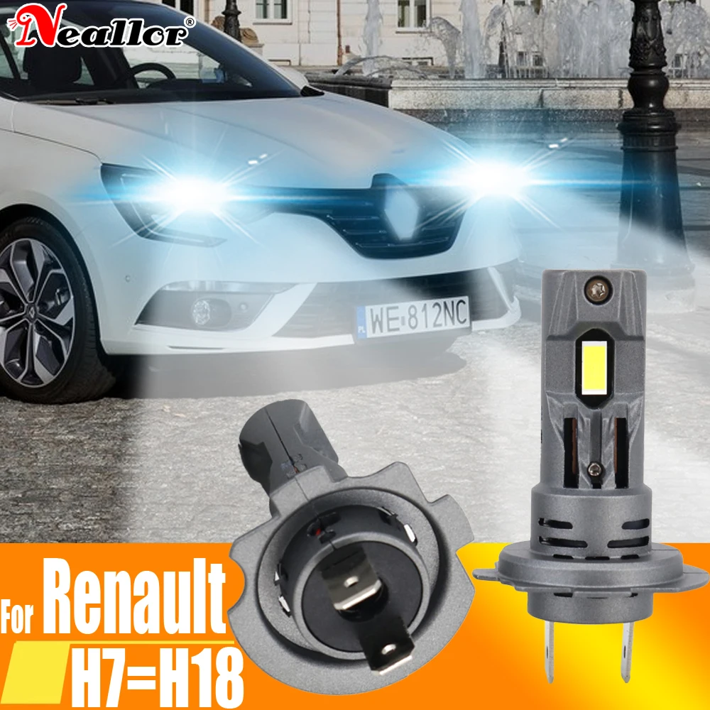 H7 Led Canbus No Error Headlight 12V 55W Bulb Powerful Xenon 6000K White Turbo Diode Lamps For Renault Megane 3 2 4 Scenic Clio