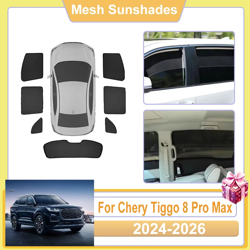 

For Chery Tiggo 8 Pro Max Accessories T18FL4 2024 2025 2026 Car Window SunShade Mesh Cover Anti UV Visors Heat light Shield Net