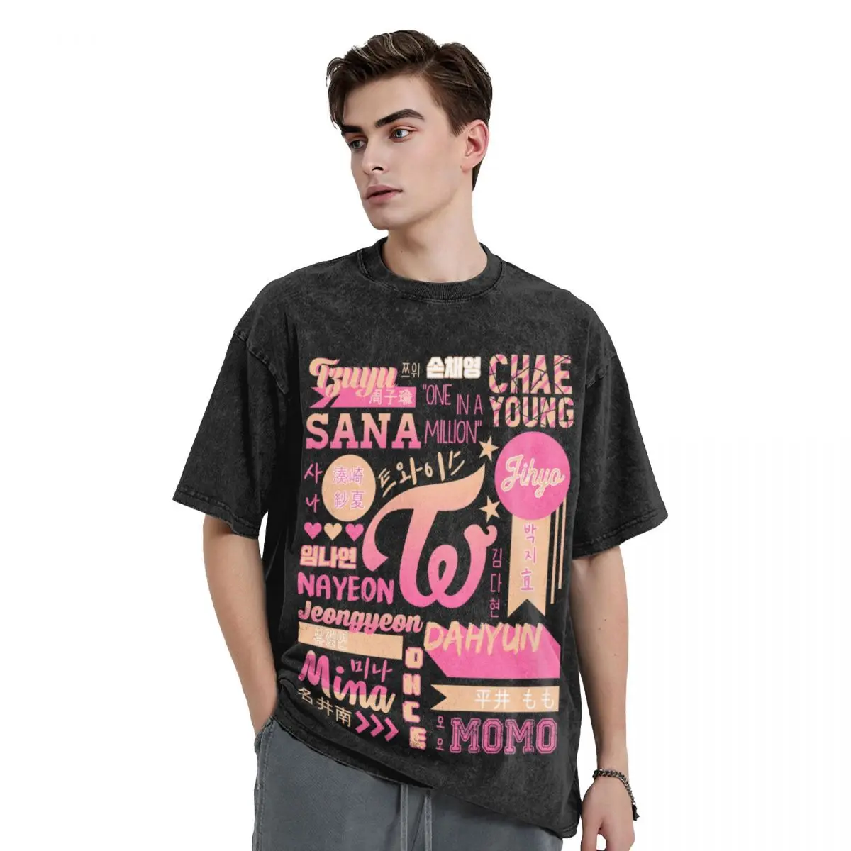 

Twice Collage T-Shirt summer tops plain oversized t shirt men