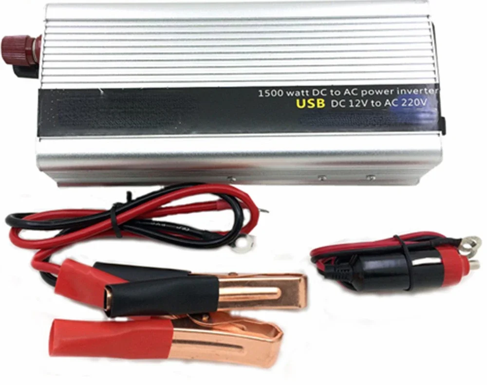 1500W Power Inverter Pure Sine Wave USB DC 12V 24V to AC 220V Solar Power Inverter Peak Power 4000W