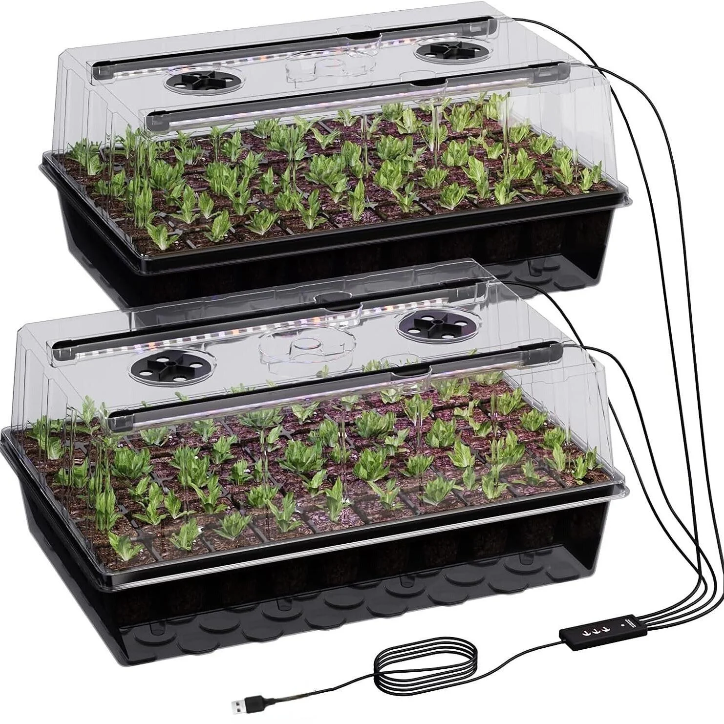 vassoio-per-semi-autoirrigante-2-pezzi-nero-con-luce-di-crescita-e-cupola-umidificante-regolabile-timer-3-6-12h-5-livelli-di-luminosita-3-modalita-serra-da-interno-usb