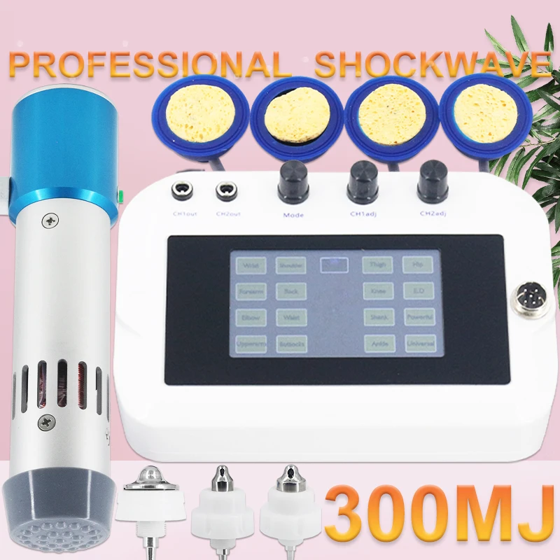 Professional Shock Wave Therapy Machine 300MJ For ED Treatment Relieve Arm Elbow Pain 10Heads Portable EMS Shockwave Massager