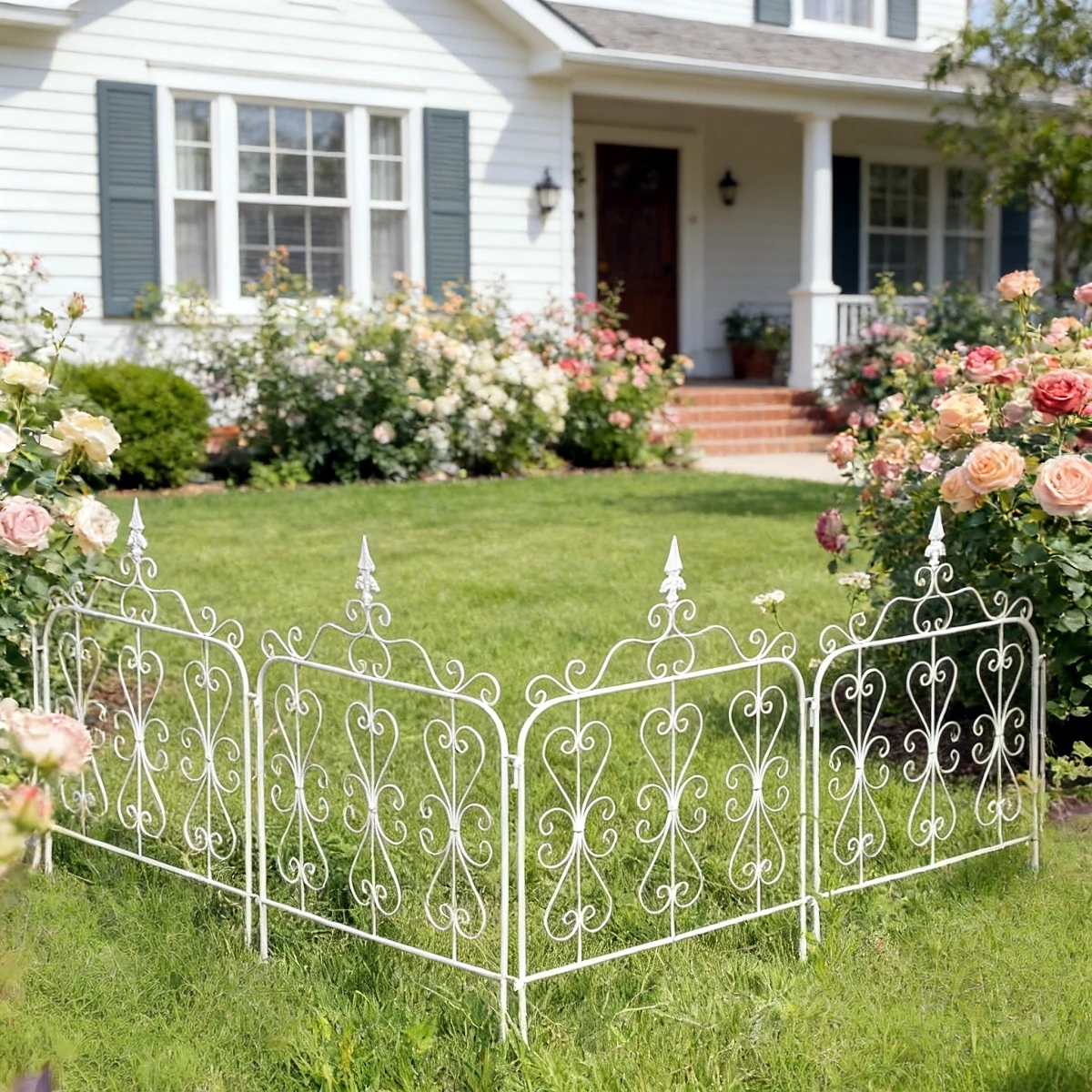 Vintage-Style Wrought Iron Fence, Connectable Garden Fence, Decorative Garden Fence, Outdoor Lawn Guardrail
