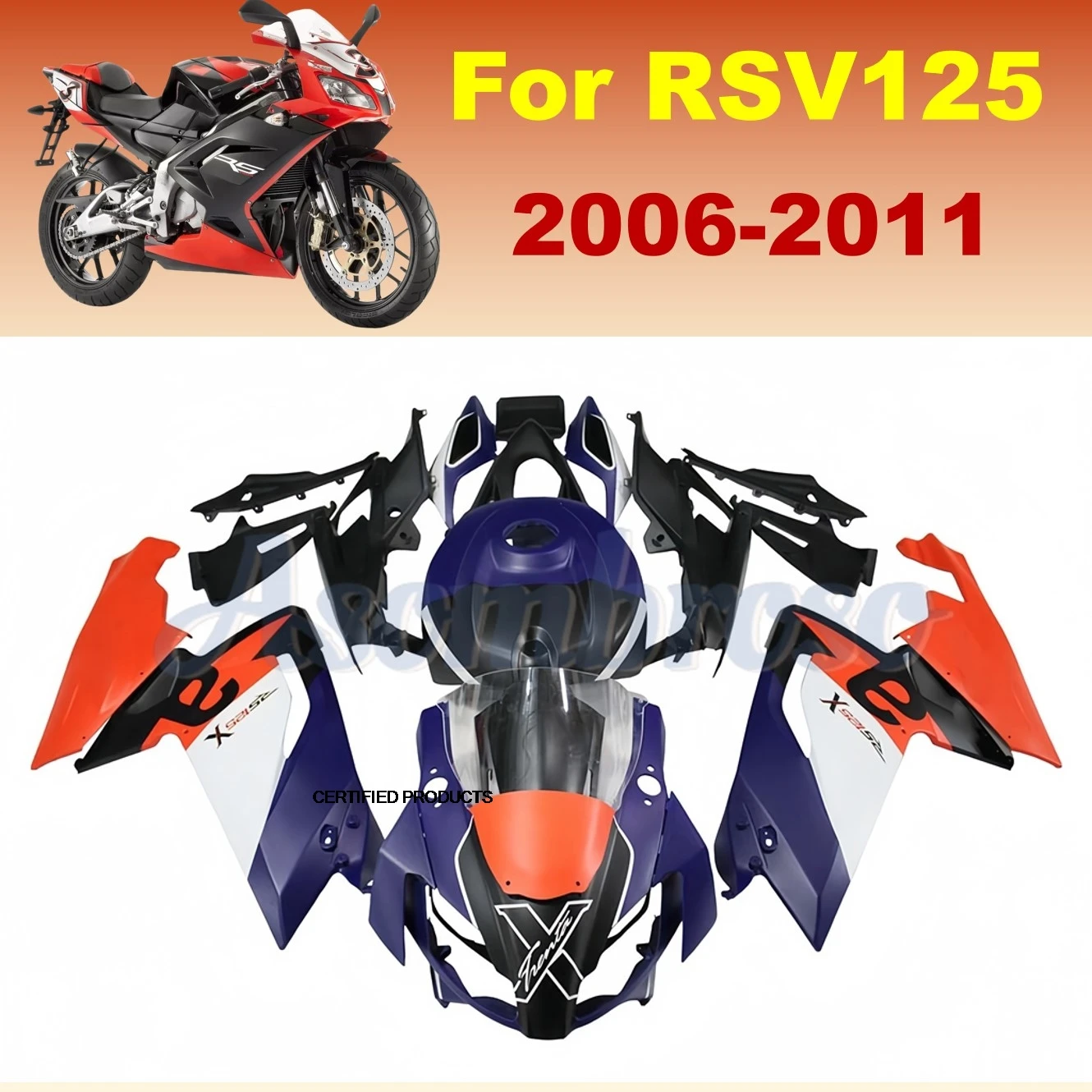 New Great Quality Plastic Fairing kit For Aprilia RS 125 2006 2007 2008 2009 2010 2011 RS4 RSV125 Motorcycle Parts