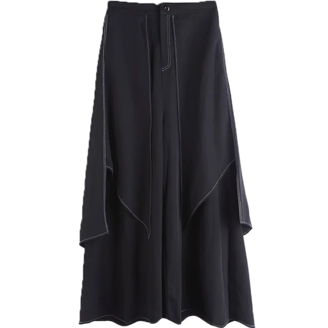 جديد الربيع الصيف بنطال ذو قصة أرجل واسعة فضفاضة عادية النساء الرجال تصميم عالية الخصر تنورة سوداء السراويل السراويل الطويلة تسع نقاط خمس نقاط #5