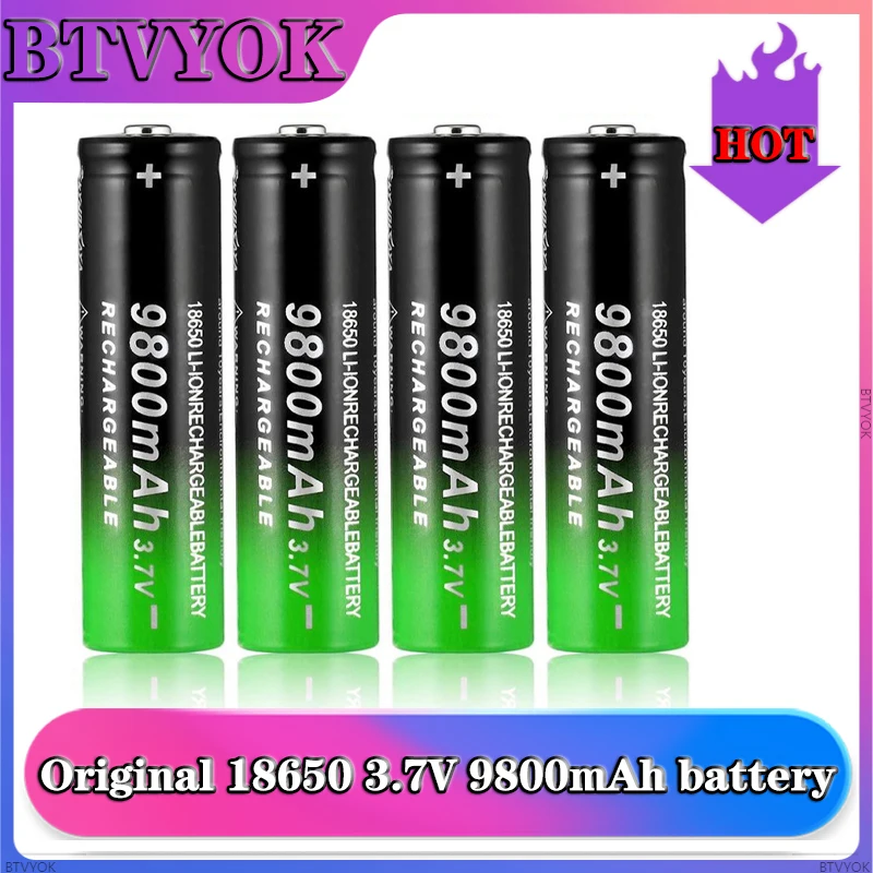 

9800mAh 3.7V High Quality 18650 Lithium ion batteries Rechargeable Battery For Flashlight Torch