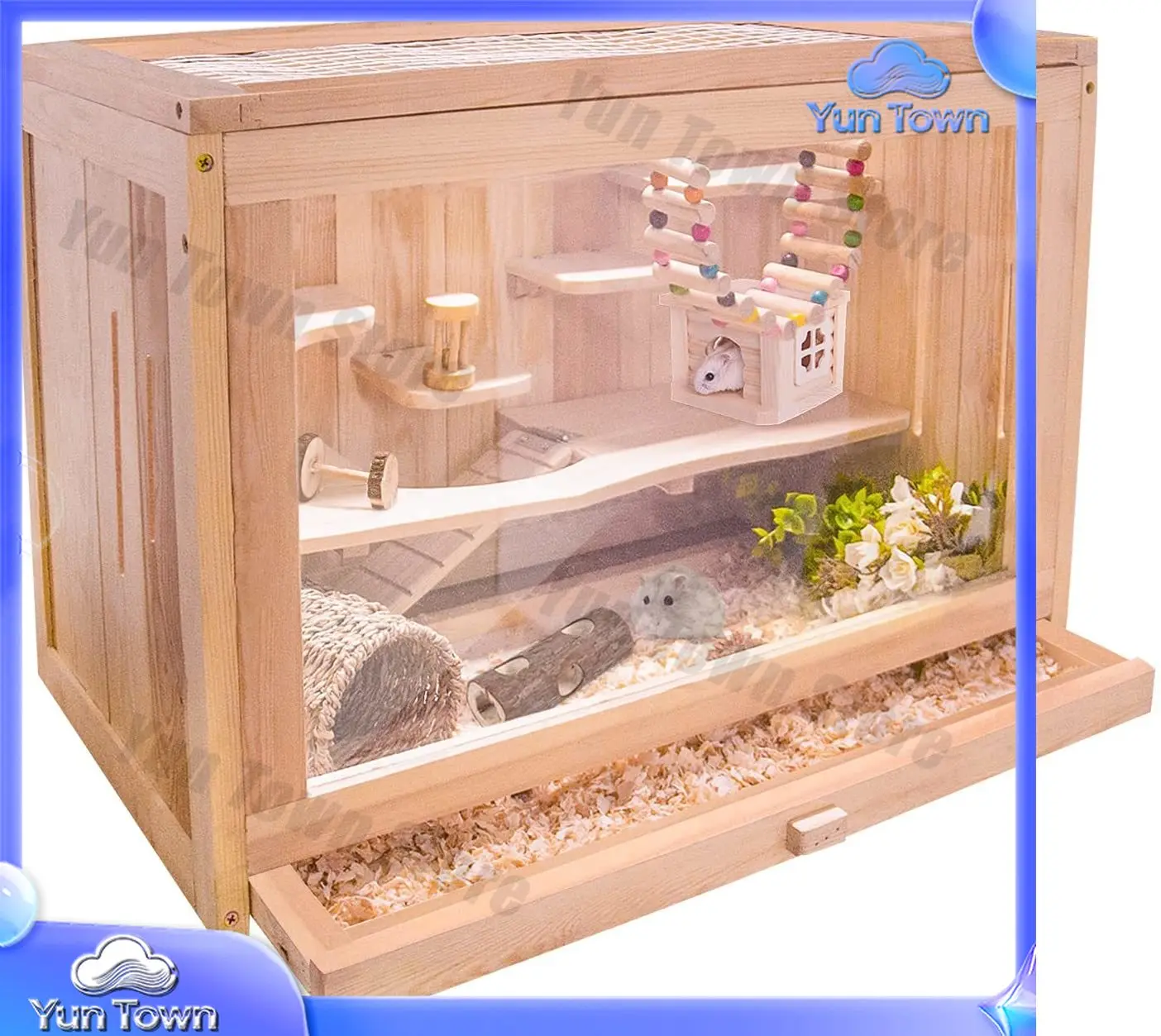 Wooden Hamster Cage for Small Animals Hamster House