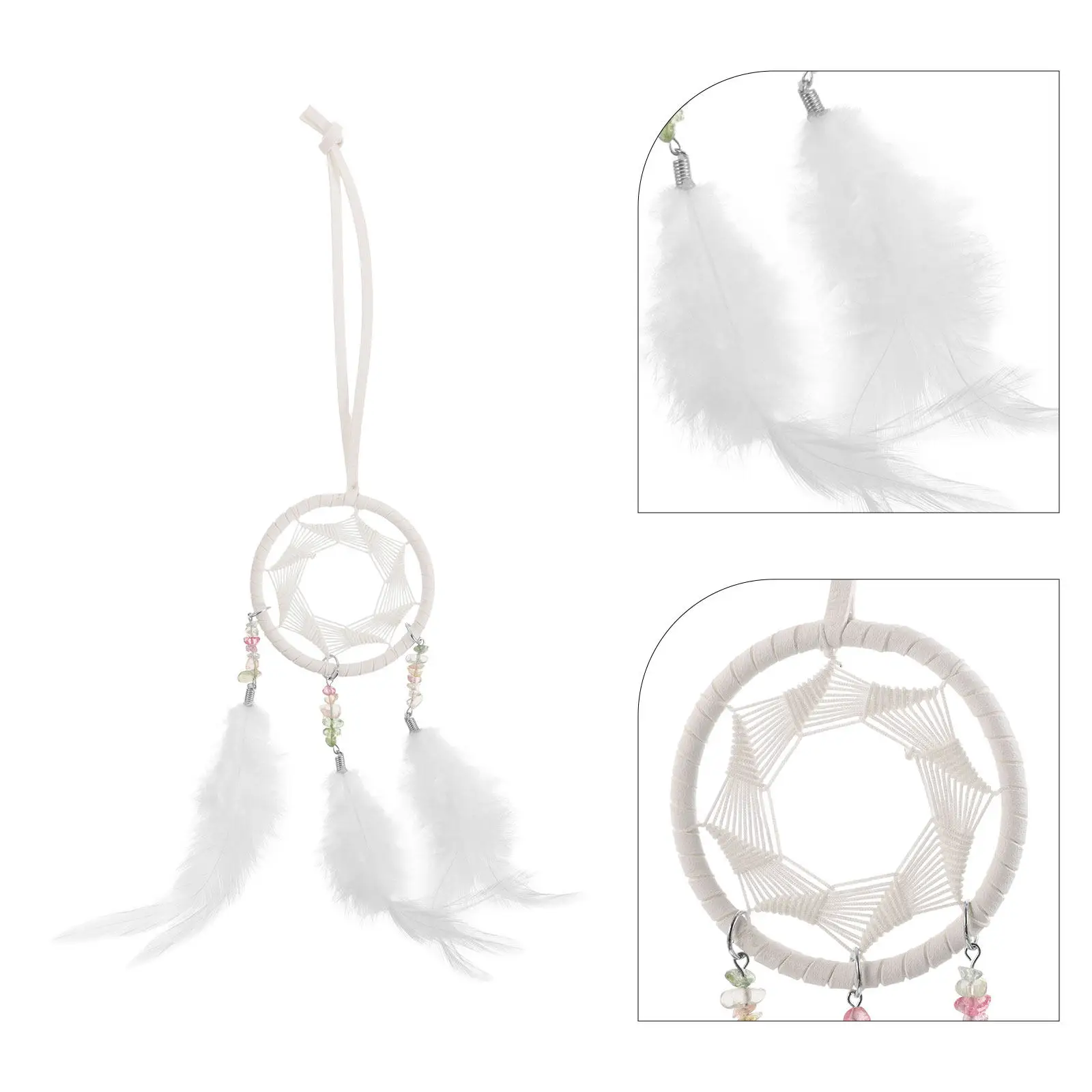 Handmade Dreamcatcher Car Hanging Accessory Lightweight PU Wind Chime Rearview Mirror Ornament Lucky Charm Interior