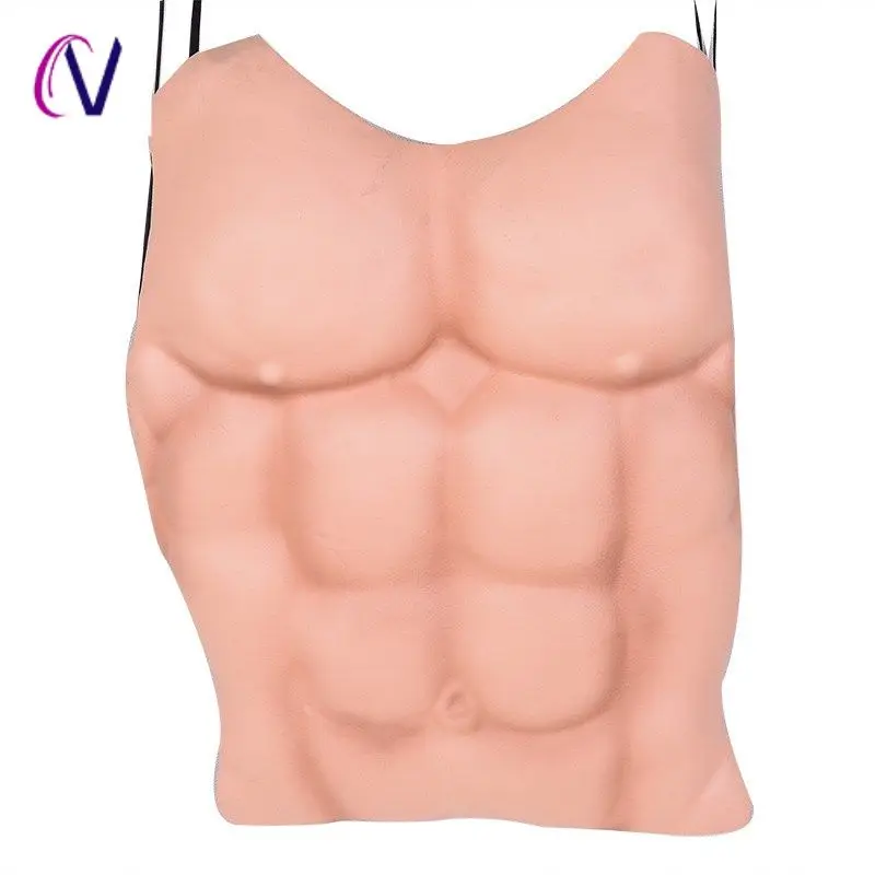 Falso Silicone Peito Muscular Camisas, Simulação Artificial, Tops do músculo abdominal, Crossdress, Cheap Body Shaper, Cosplay Halloween