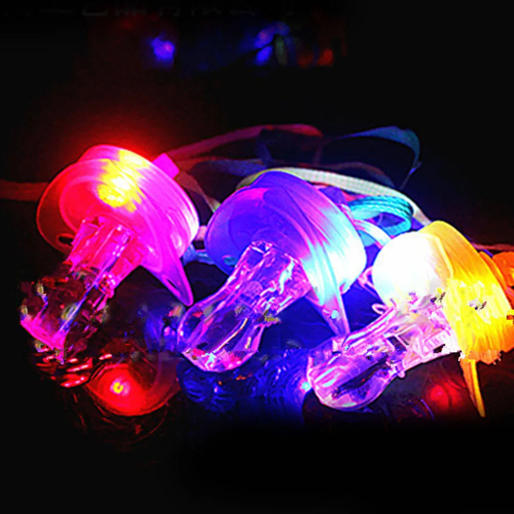 5 Pcs Flash Pacifier Whistle Light up Toys Kids Glowing LED Pacifiers Necklace Bulk Child