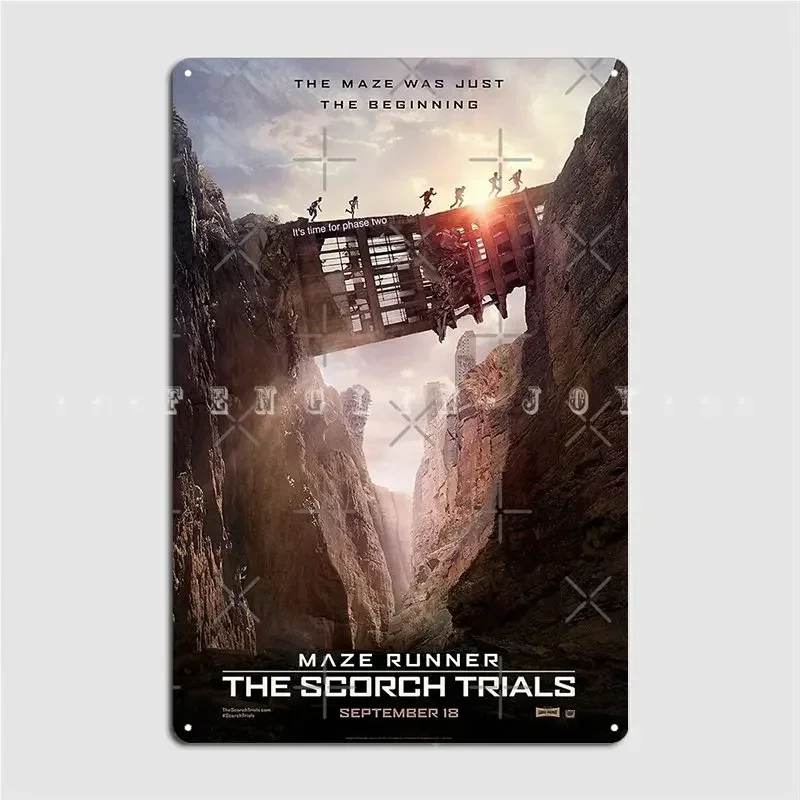 Th Maze Runner Scorch Trials لوحة معدنية ملصق سينما جراج جدارية تخصيص لوحة الحائط تين تسجيل ملصق