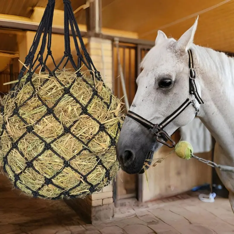 Red de heno para caballos, bolsa de heno de alimentación lenta para caballos, cabras, ovejas, bolsa alimentadora de heno colgante para caballos, puesto estable, juguete de descanso para Paddock, 2 uds.
