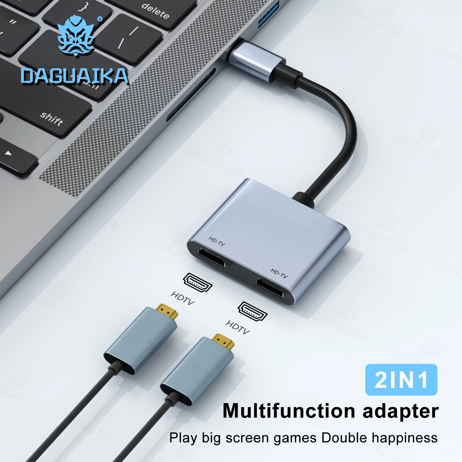 

USB C to Dual HDTV Adapter 4K @60hz Type C to HDTV Converter for MacBook Pro Air LenovoYoga 920/Thinkpad T480 Dell XPS 13/15/17