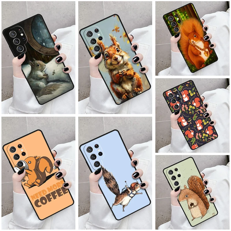 

Phone Case For Samsung Galaxy S24 S23 S21fe S22 Ultra Plus Note 10 20 S8 S9 S10 Cover Cartoon Squirrel