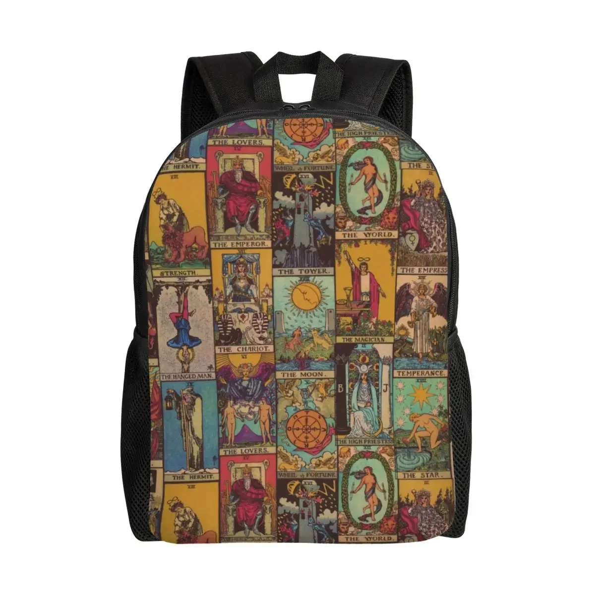 The Major Arcana Of Tarot Vintage Patchwork Laptop Backpack Basic Bookbag for College School Student Occult Witch Spiritual Bag