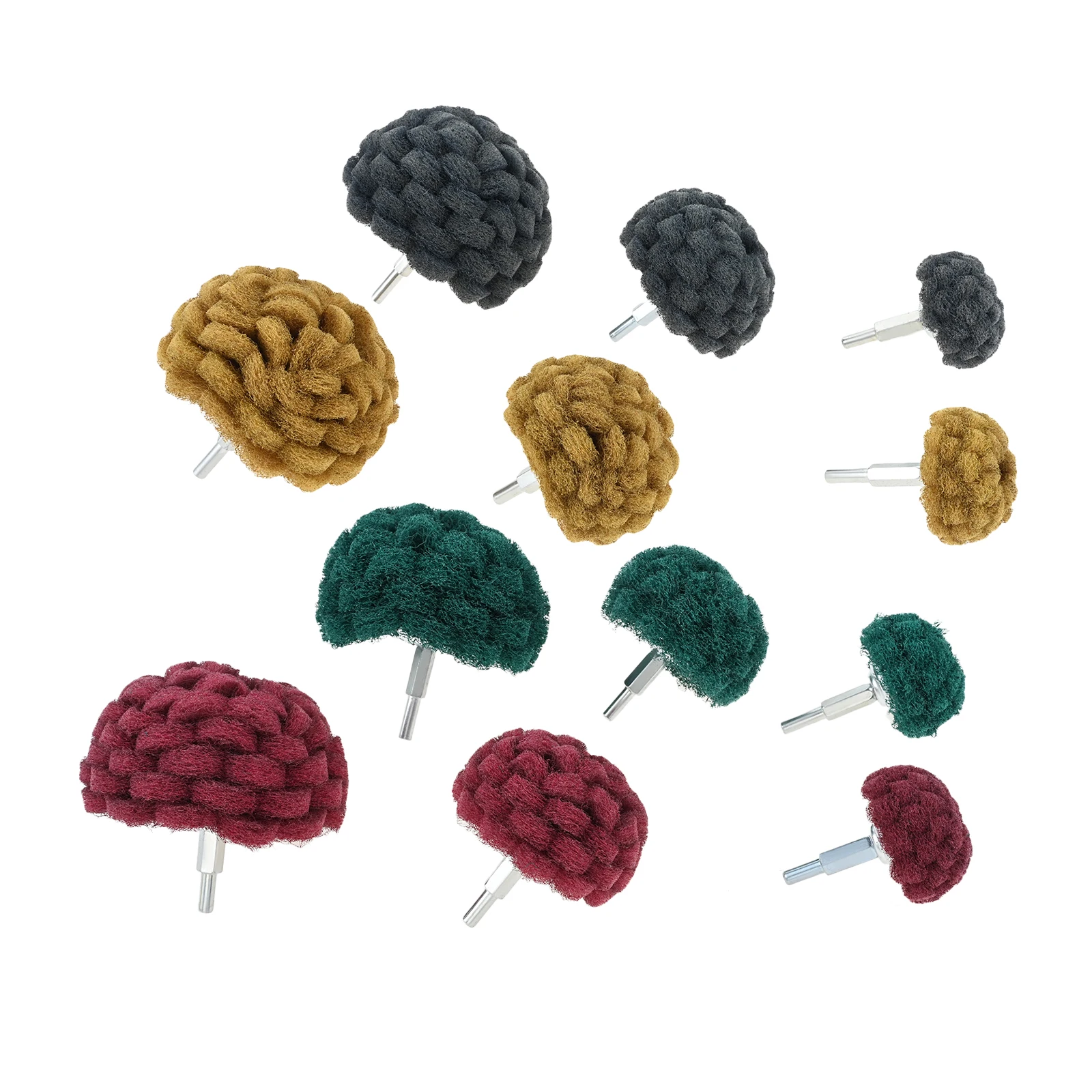 6Pcs Scouring Pads Non Woven Abrasive Drill Head Cleaning Kit with 1/4inch Shank for Buffing Polishing Grinding Wheel Attachment