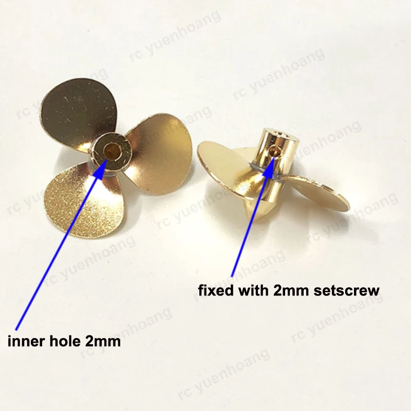 1Pair Diameter 23mm 3-Blade Paddle Tin Soldering Brass Propeller 23x2mm Positive Negative Props for RC Model Assembly Boat Ship