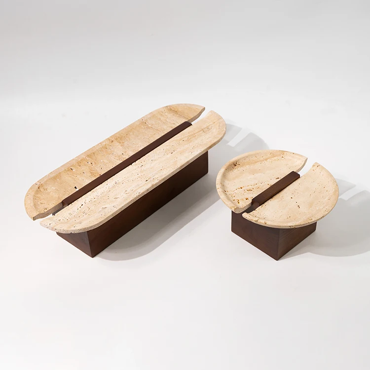 Home Decor Modern Interior Design Yellow Wood Cave Stone Desktop Tray for Home Decoration
