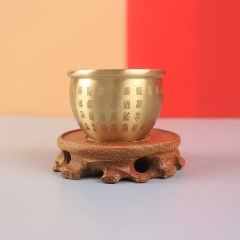 

Pure copper Baifu cylinder small ornaments office creative pen holder desktop ashtray cornucopia home bowl incense burner